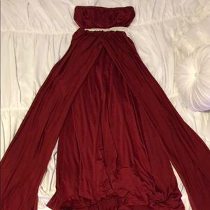 Multi-way Burgundy Floor Length Dress